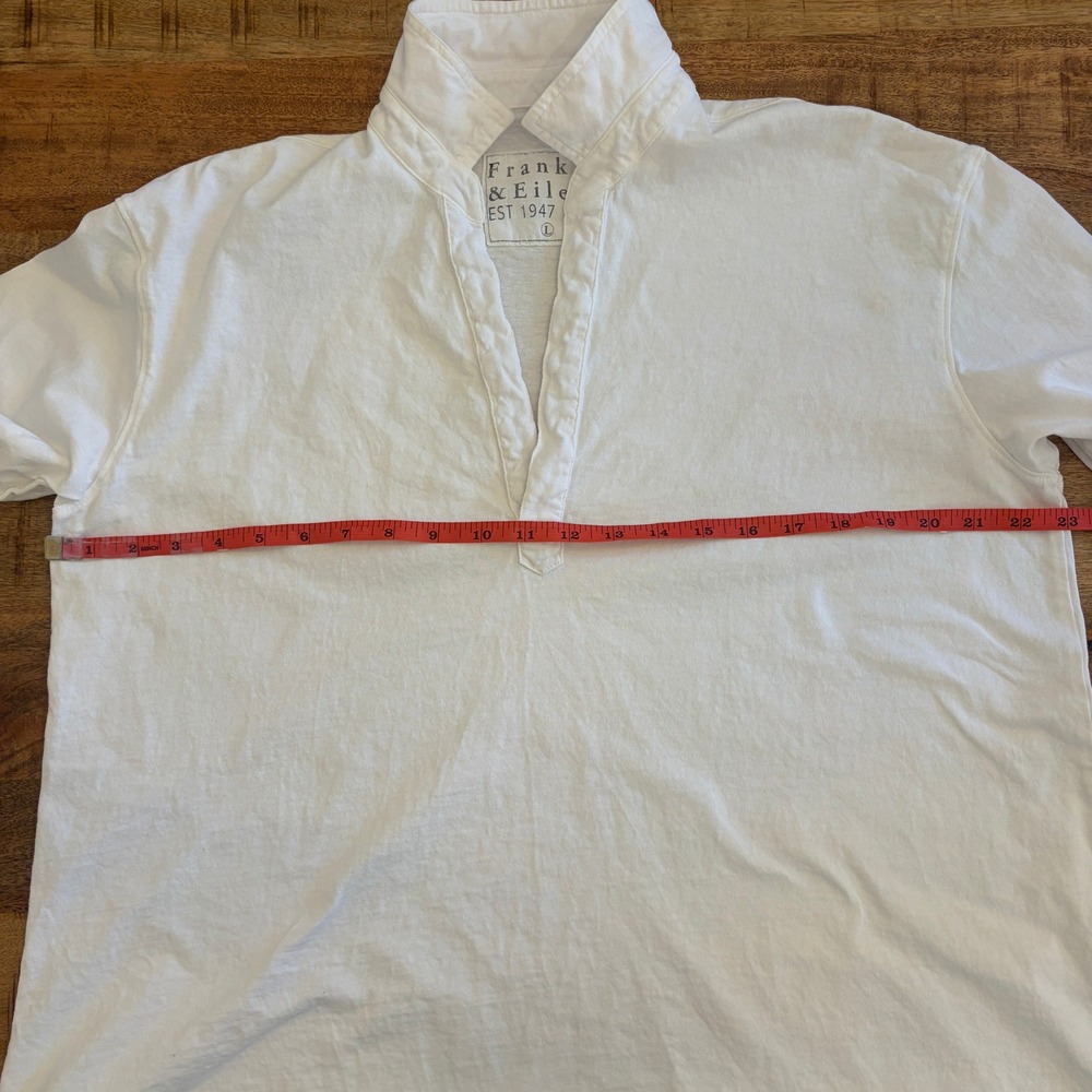 Frank & Eileen Patrick Popover Henley L Vintage Jersey White Cotton Minimalist - Picture 9 of 12